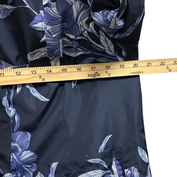 Chicos Womens Hihg Seas Floeal Navy Full Zip Rain Jacket Size 1 - Picture 7 of 9